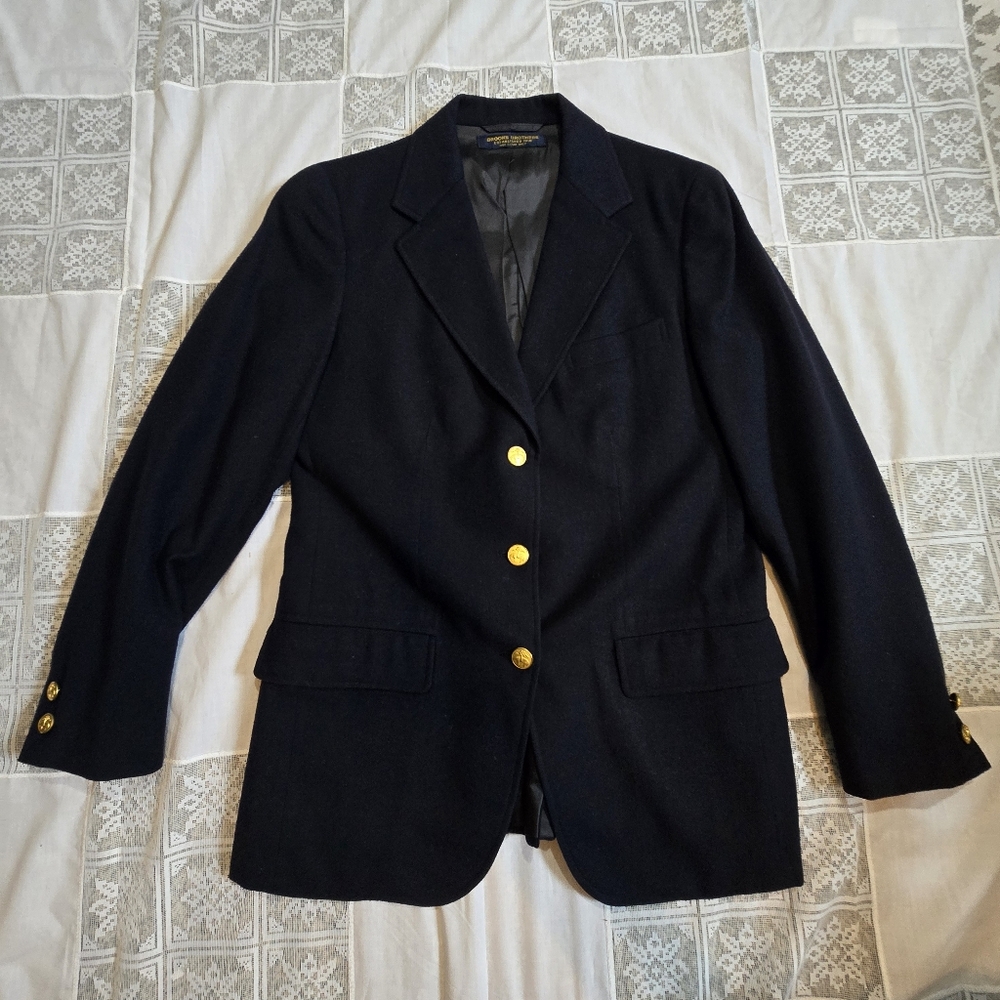 Brooks Borthers Vintage Navy Blazer with Gold Buttons Small Size
